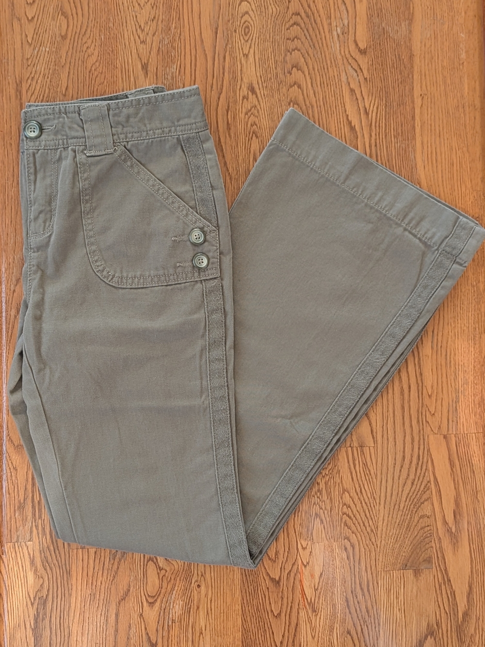 Old Navy Girls Sage Olive Green Cotton Flare Pants